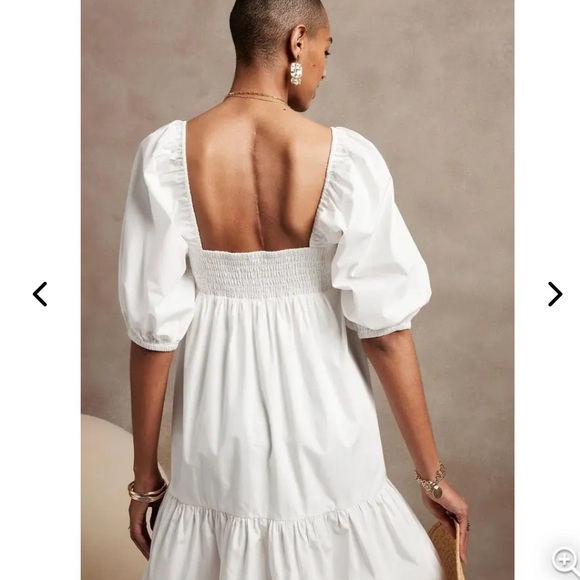 White Puff Sleeve Dress - Picture 2 of 7